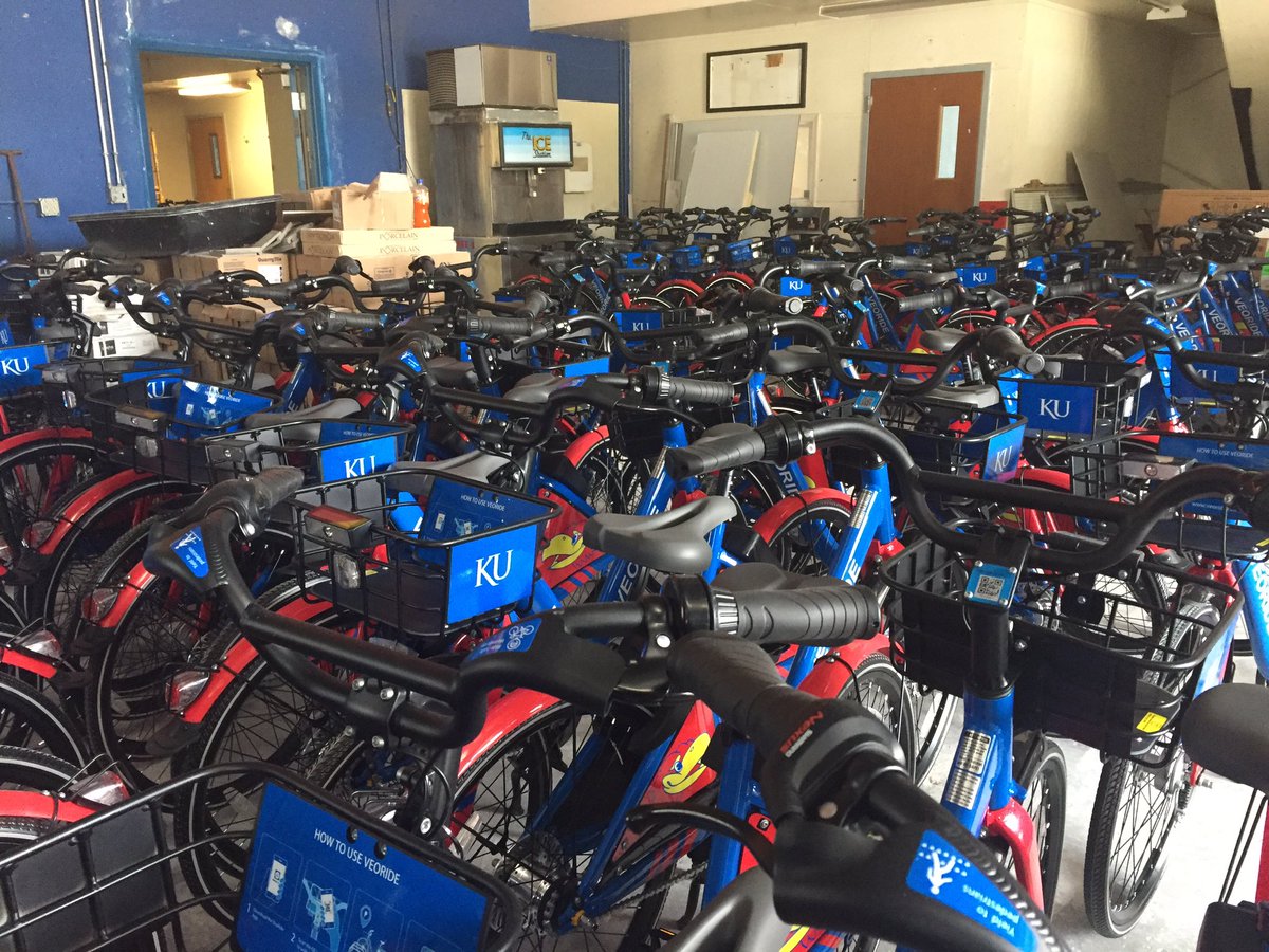parkingku's tweet photo. We got a special delivery today: 180 bikes! This puts us one step closer to launching the KU Bike Share program on 4/18/18! #KUrides https://t.co/34nqqkM5SZ