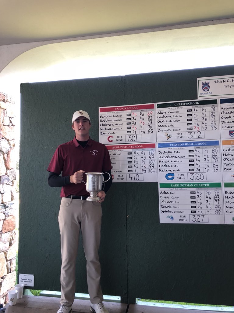 TYGAgolf's tweet photo. Round of 69 gives Michael Sanders the medalist award in the @TYGAgolf  NC High School Invitational @TreyburnCC.  Scores - https://t.co/H6gRmDS6nI https://t.co/GALYfkPyo1