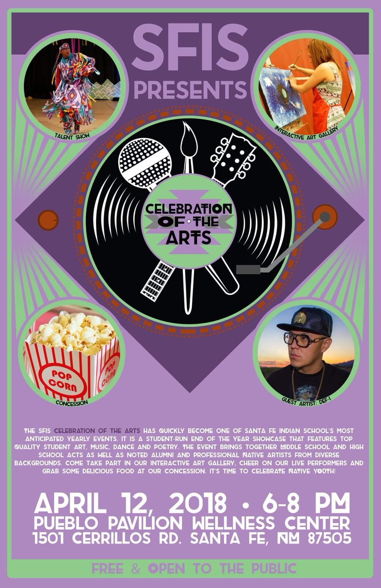 Indigenerdity's tweet photo. Friends in the Santa Fe area! THIS THURSDAY at @SFIS_Braves! Be there!
#IndigenousArts #N8VPride https://t.co/ptgCuJ86xQ