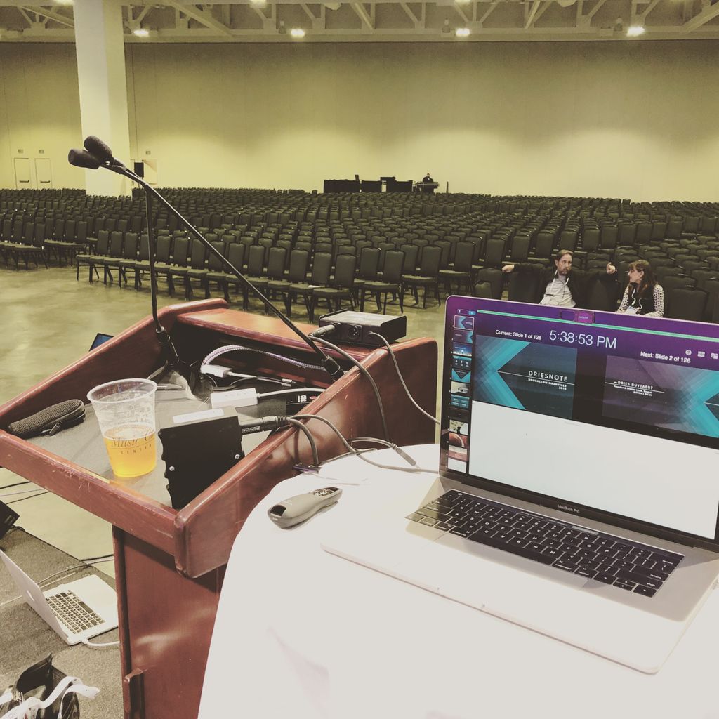 Dries's tweet image. Getting ready for tomorrow’s #DriesNote! /cc @drupalcon