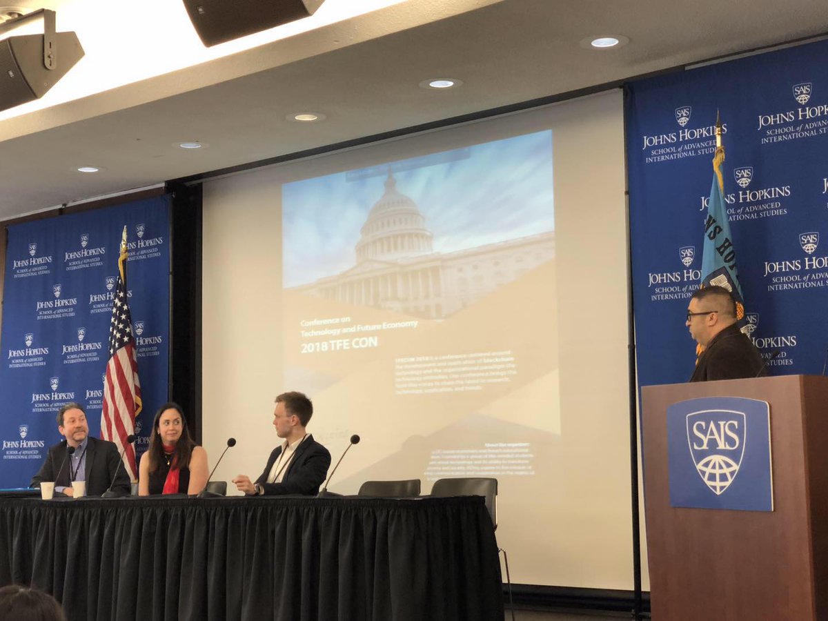 OntologyNetwork's tweet photo. Ontology at #TFE2018 represented by Mathias Glintborg, Global Development Manager of Ontology, discussing Identity on Blockchain @JohnsHopkins on April 7, 2018. $ONT https://t.co/My29PgOuaD