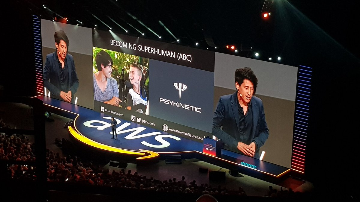cckate's tweet photo. "Riley communicates with the word through his eyes, so let's make a headband that picks up on these signals and make this a reality." @DocJordy at #AWSSummit talking about the amazing things he has done for superheroes like Riley. They had Riley driving a car in the end! https://t.co/ZFzKN5vGZ7