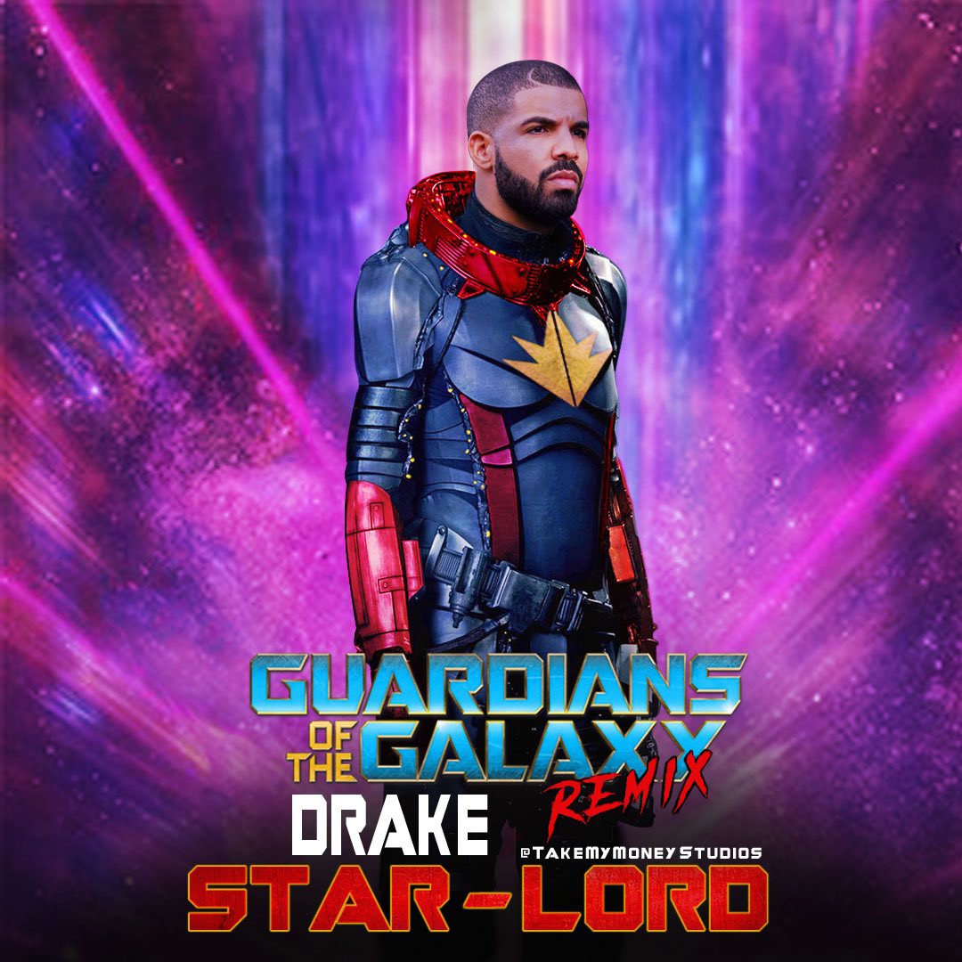 TakeMyMoneyStud's tweet photo. @JamesGunn and @prattprattpratt do you think @Drake could fit the Star Lord mantle down the line...he has the music taste 😉 https://t.co/kKMJgqySrh
