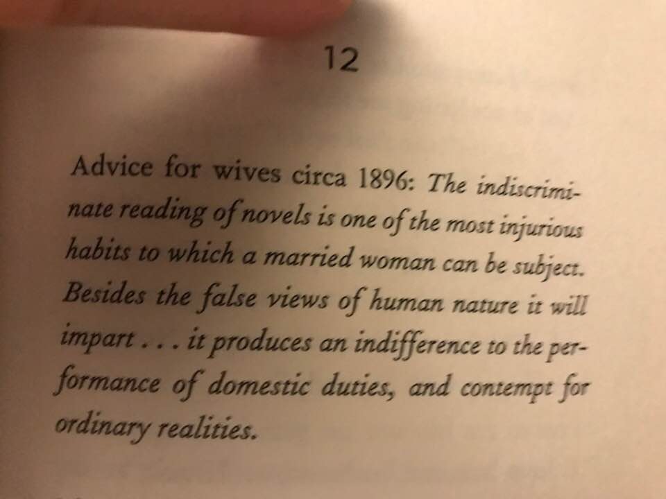 writer_priya's tweet photo. What's one of the "most injurious habits" of wives according to advice circa 1896? #Reading #novels."It produces an indifference to the performance of domestic duties, & contempt for ordinary realities."-Jenny Offill's #book #Deptofspeculation. #turtlewriters #amwriting #literary https://t.co/XiJImuIiZ3