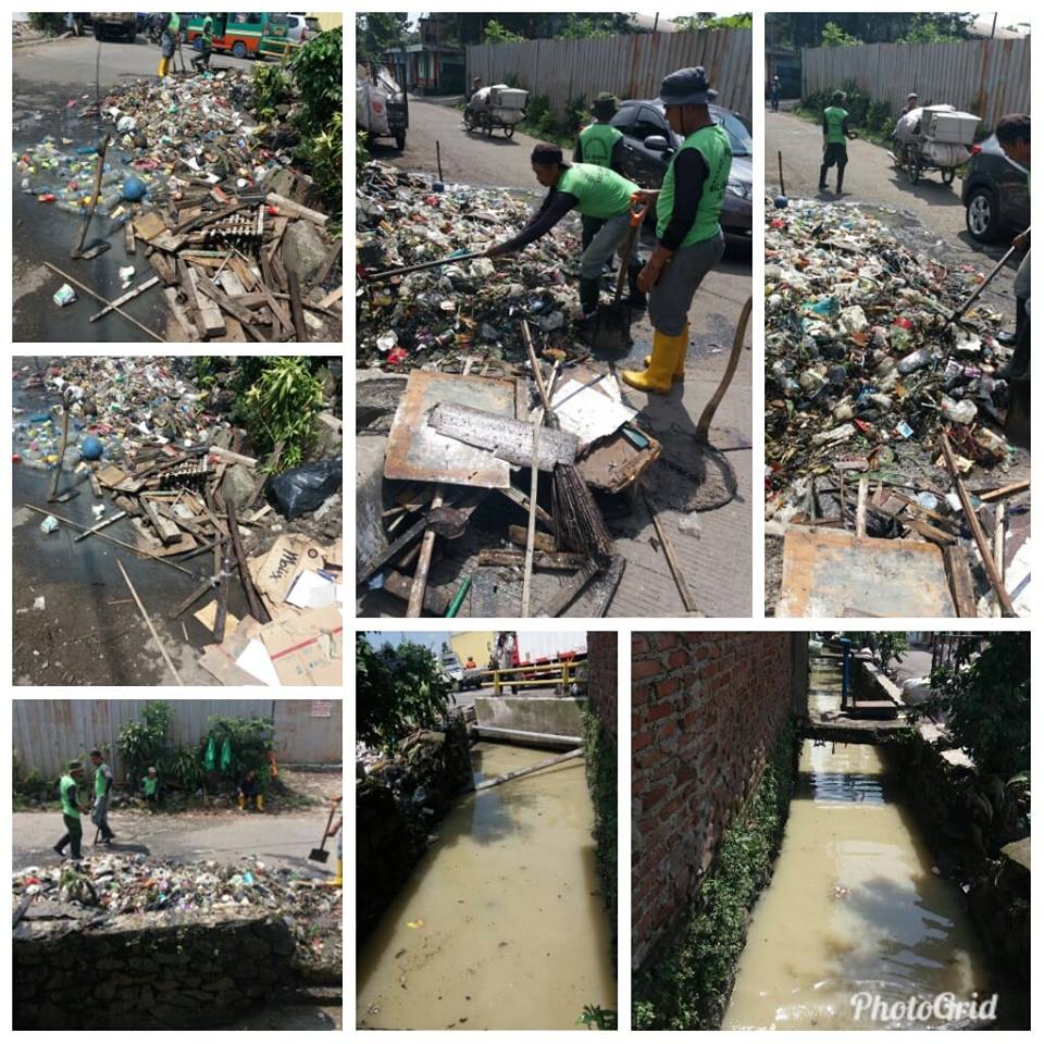 Semangat senin pagi Gober Kel.Warung Muncang membersihkqn Tumpukan sampah di anak Kali Cilimus tgl.09.04.2018 <a href="/KecBankul/">Kec. Bandung Kulon</a>