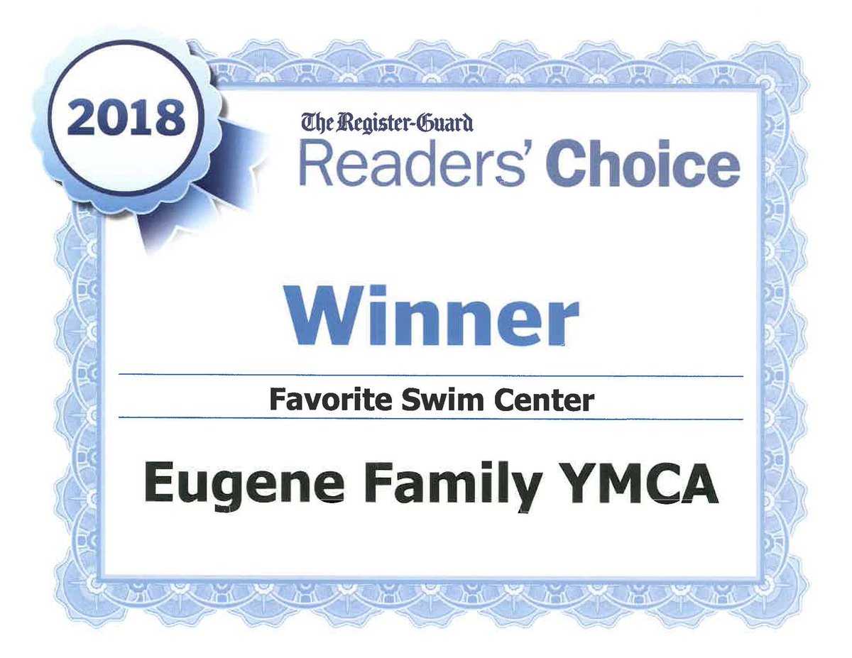 Your voice was heard! Thank you for voting for the Eugene YMCA for the <a href="/registerguard/">The Register-Guard</a> 2018 Readers' Choice Awards for Favorite Fitness Center and Favorite Swim Center! 
Learn more about the Y at eugeneymca.org
#130YearsInEugene