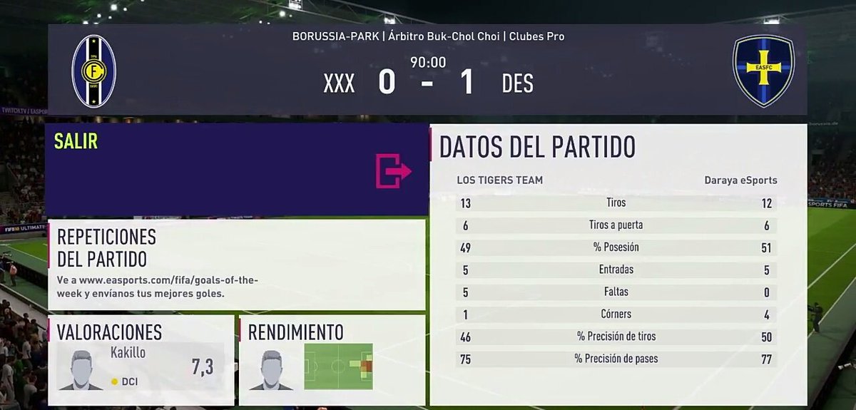 Tigers 0 -1 @DARAYA_FIFA
Buen inicio a pesar de la derrota,  empezamos un poco fríos pero poco a poco se a notado la pretemporada y pudimos rozar el  empate.
Merecíamos más aunque siendo nuevos hemos hecho una actuación de 10.. Hay que trabajar más 🔸🐯🔸⚽💯 <a href="/VFOspain/">VFO España</a>