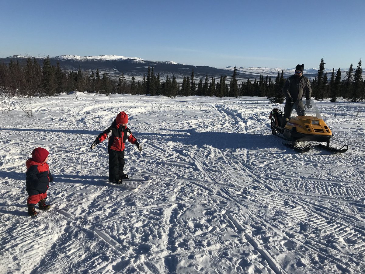 RheniumTungsten's tweet photo. 1st White Mountains cabin trip as a family of FOUR. Little sleep for the parents (@sdoownek &amp; @RheniumTungsten), but LOTS of wilderness fun. #worthit #FairbanksAK #14milesRT #SpringInAK https://t.co/loaQU1xlMe