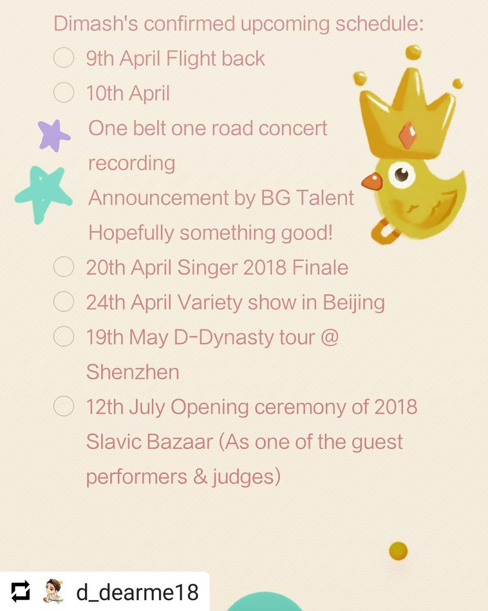Dr_LCorredor's tweet photo. 💥 @dimash_official's confirmed #schedule 💥
______________
Cr. INS @d_dearme18
• • •
#DimashKudaibergenov #DQ
#singer🎤 #SongWriter🎶🎼
#BestVoice #Prodigy
#MostPopularSinger
#DK_SydneyDears #Dears
@Amarial1 - #Mama_3 https://t.co/5lPh23ggP4