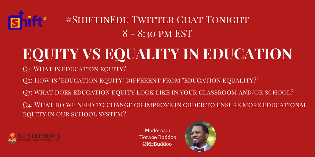 You don't want to miss this! #shiftinedu Twitter chat with @MrBuddoo. #flatclass #digped #EdEquity #rethink_learning #plearnchat #k12