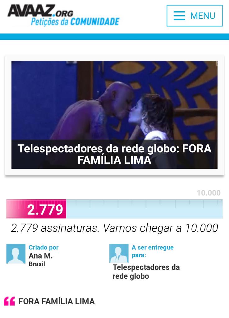 betanio's tweet photo. Petição FORA FAMÍLIA LIMA
Se beneficiam com a edição, que insiste em os tornar protagonistas. Ana Clara sempre pede para ser atendida por psicólogo, e depois dessas conversas (que o público nao vê), volta com uma nova postura diante do jogo. 
 https://t.co/mthggZ1Njk https://t.co/GfAdL479rQ