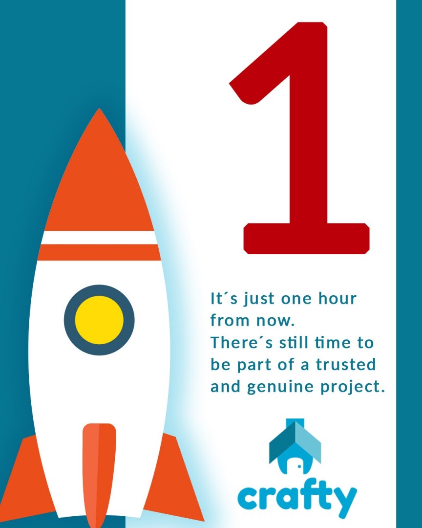 craftywork_'s tweet photo. Only one hour. Almost there! Join Now! Don´t miss the opportunity. ICO ends today at 00h UTC. Última chance! Não perca essa oportunidade. A ICO acaba às 21:00h de Brasília. #crafty #craftywork #easethework #ICO #blockchain #ethereum #cryptocurrency #app https://t.co/F5NpP5Npm0