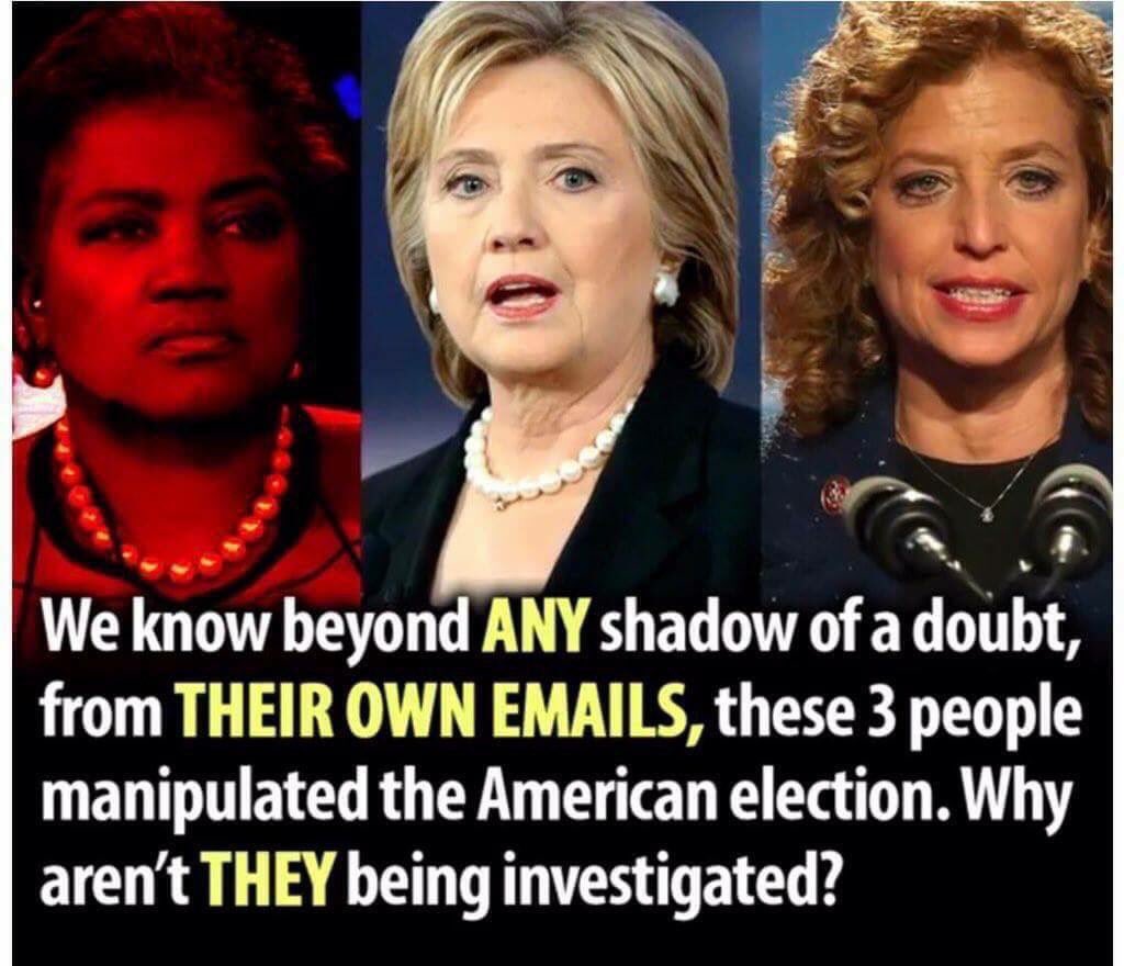 NavyFlyBoyUSA's tweet photo. Anyone know why the FBI never raided the homes or offices of these 3 Skanks to get evidence on rigging the primaries??? Seems strange. #maga #RedWaveRising #RedWaveRising2018 #tcot https://t.co/dIMh1yhWl1