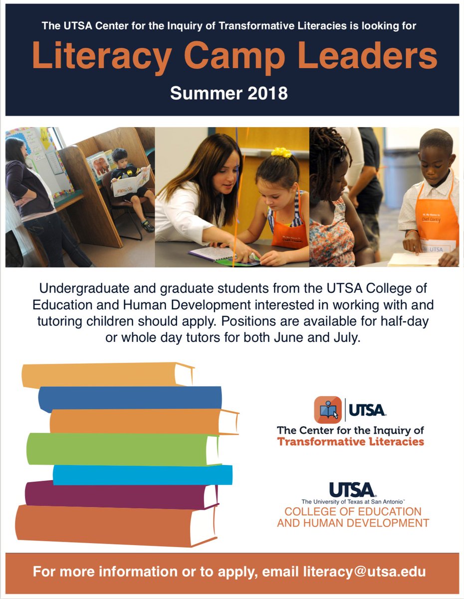 CtrInqLiteracy's tweet photo. We have summer jobs available if you like working with children/youth! Apply now!
#UTSABlockB901 #UTSABlockB902 #UTSABlockB903 #UTSABlockB904
#UTSABlockC901 #UTSABlockC902 #UTSABlockC903 #UTSABlockC904 https://t.co/MM6dcCNNks