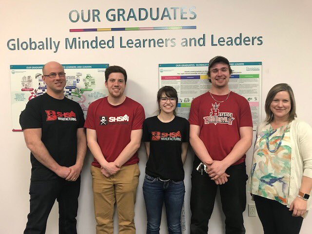 CathyPortt's tweet photo. Thank you VP Laura Maclellan-Fraser, teacher Mike Burns and students Andy, Jessica and Justin sharing SHSM Manufacturing @bssnews with Trustees tonight @HPEschools #globalcompetencies https://t.co/B5MswXnAKQ