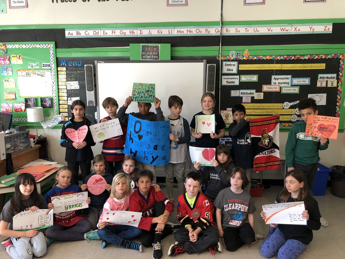 MedinaJulia02's tweet photo. Sending all our love❤️
From the Grade 4’s at @clearpointelem #PrayforHumboldtBroncos https://t.co/uWqOPvtRvu