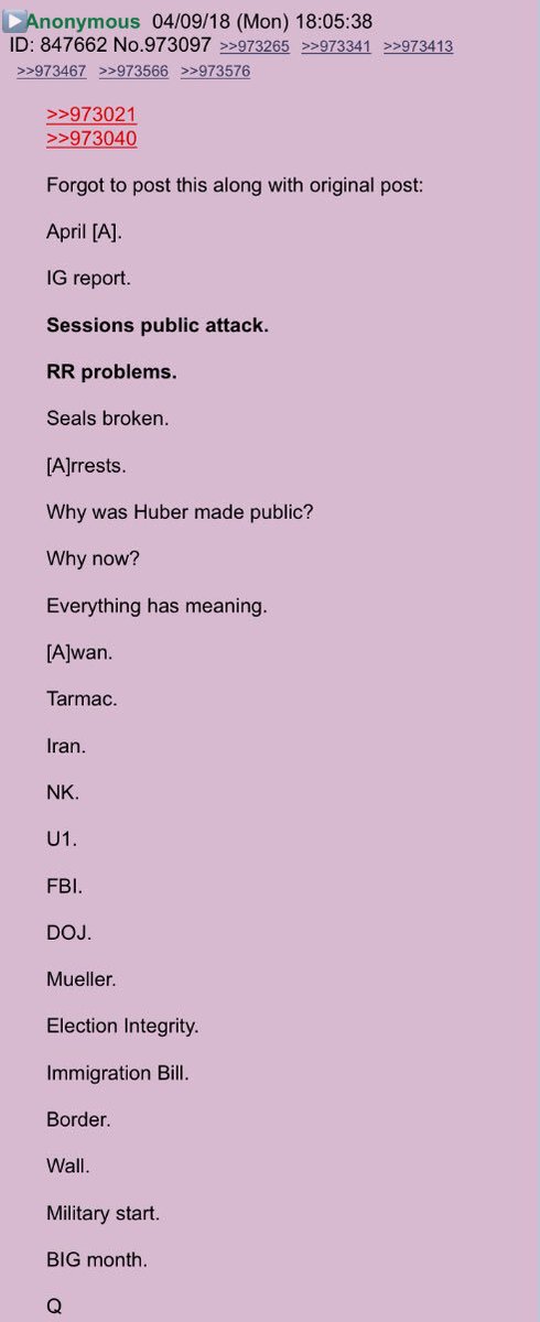 2runtherace's tweet photo. New Q 04/09 Drop 1111‼️Q responds to two Anon comments with the previous drop about April being a big month!! He adds this: Amazing coincidence.+ Military start / wall. You have more than you know. Reason we are here MORE. Q #QAnon #AprilShowers #GreatAwakening #BuckleUo @POTUS https://t.co/0UBDIOLjuF