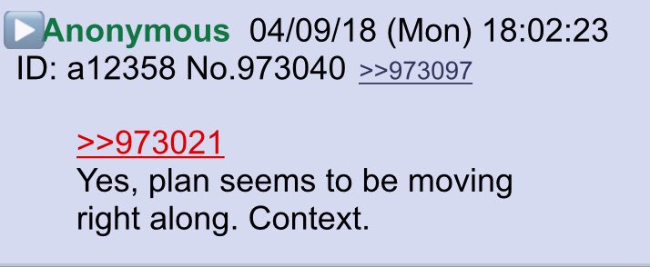 2runtherace's tweet photo. New Q 04/09 Drop 1111‼️Q responds to two Anon comments with the previous drop about April being a big month!! He adds this: Amazing coincidence.+ Military start / wall. You have more than you know. Reason we are here MORE. Q #QAnon #AprilShowers #GreatAwakening #BuckleUo @POTUS https://t.co/0UBDIOLjuF