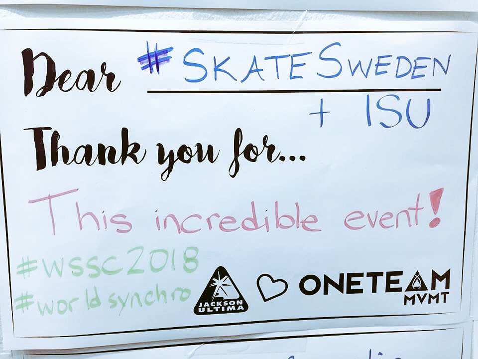 OTMvmt's tweet photo. Thank you @skatesweden and  @ISU_Figure for an incredible event! #WorldSynchro #wssc2018 #skatesweden #SynchroSkating https://t.co/miBpeVEdIl