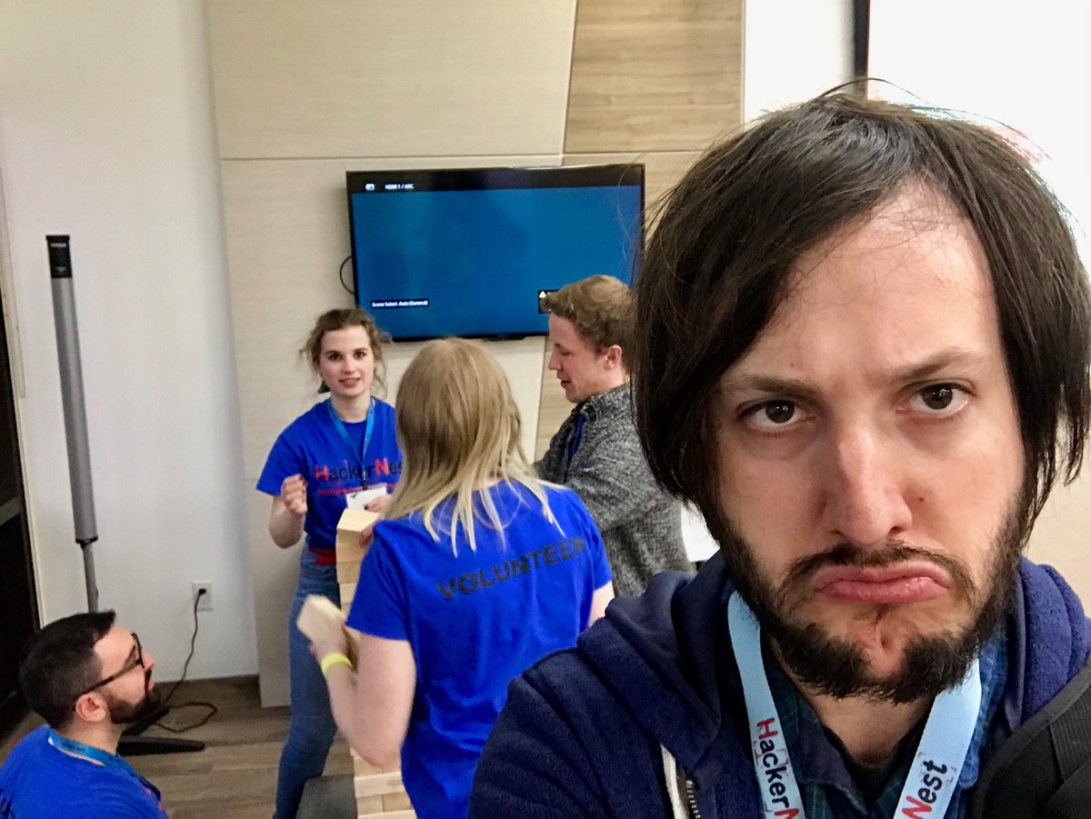 BrentWettlaufer's tweet image. I missed the blocks fall this time - curse you giant Jenga! #hackernest #jengafail