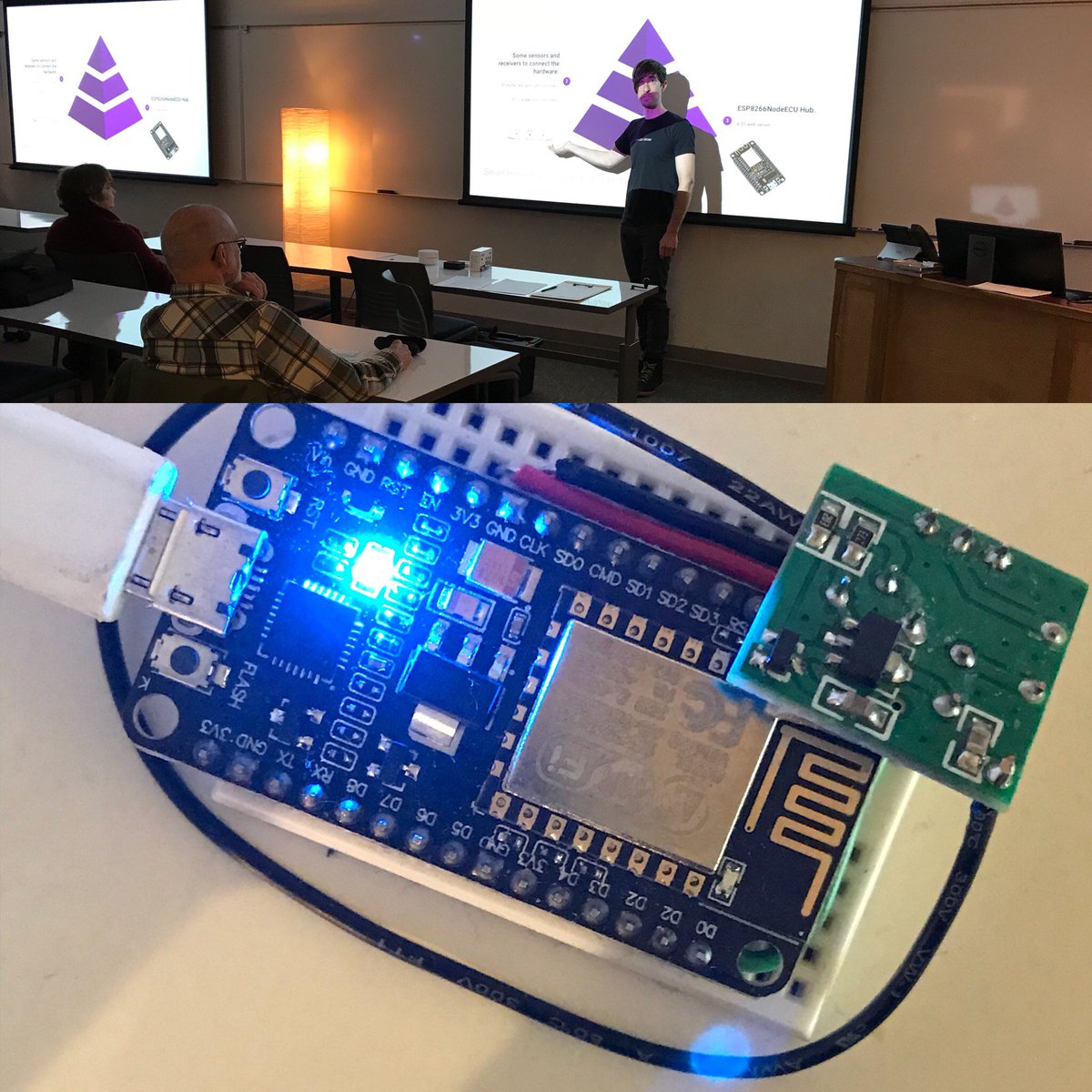 RmooreID's tweet photo. IoT // Home Automation

Thanks to all who helped make the grassroots #IoT and #HomeAutomation workshop at #UW #CoMotion #MakerSpace a huge success! More to come very soon!

#UWInnovates #ESP8266 #Arduino #comotionmakerspace

Thank you @stonedrew for your expert workshop advice! https://t.co/DncbA5D21R