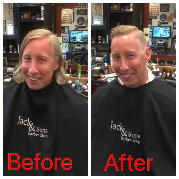 JackNsonsbarber's tweet photo. After a year and a half @runparker33 found out the best thing in life is a good clean cut.. #jackandsonsbarbershop #cleancut https://t.co/pmvF64qbLH