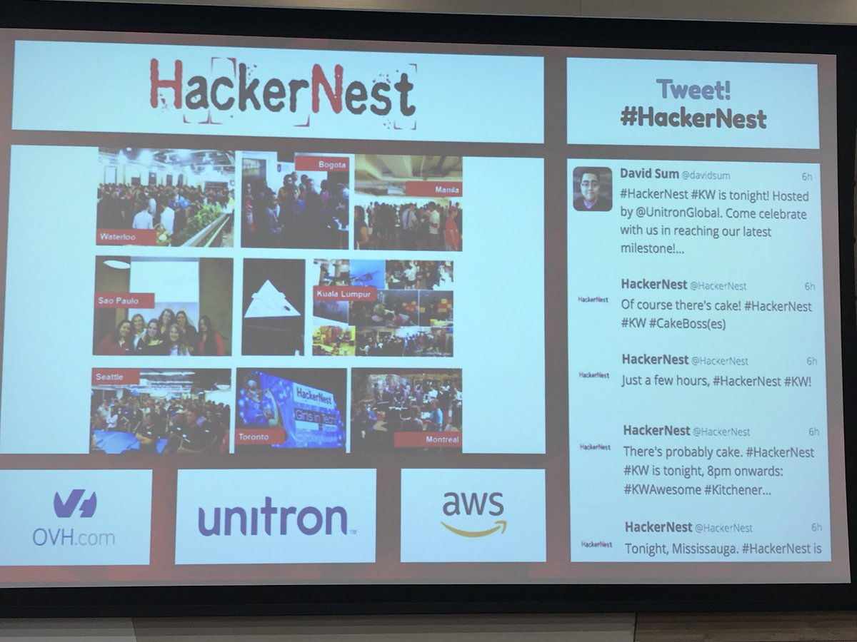 OpencityInc's tweet image. Nice idea at @HackerNest Waterloo with the #HackerNest tweet board