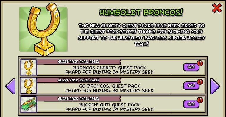 We put together two Quest Packs for <a href="/TheRealPotFarm/">Pot Farm</a> to help raise money for those affected by the tragedy in Saskatchewan. Small towns like Humboldt create the fabric of Canada, &amp; something like this touches us all. Thank you for any help you can give! #HumboldtStrong #ESGcares