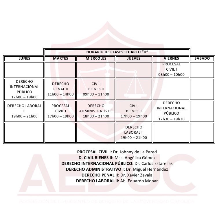 aeduc2018's tweet photo. Compartimos con ustedes los horarios de clases del Semestre A-2018 correspondientes a CUARTO CICLO. #AeducInforma https://t.co/wwOjXYOxQB