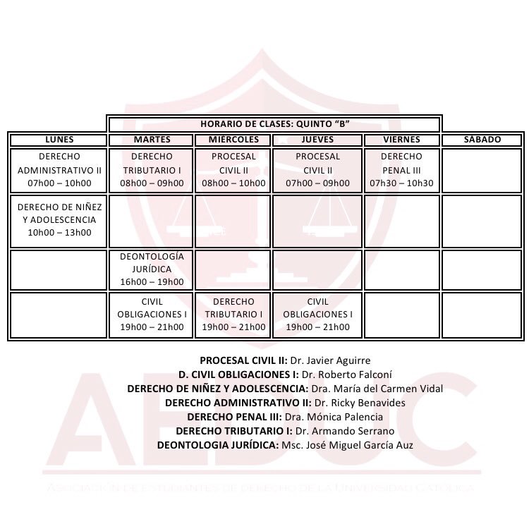 aeduc2018's tweet photo. Compartimos con ustedes los horarios de clases del Semestre A-2018 correspondientes a QUINTO CICLO. #AeducInforma https://t.co/IxXz4V8Yif