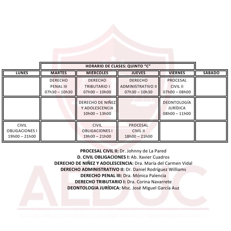 aeduc2018's tweet photo. Compartimos con ustedes los horarios de clases del Semestre A-2018 correspondientes a QUINTO CICLO. #AeducInforma https://t.co/IxXz4V8Yif