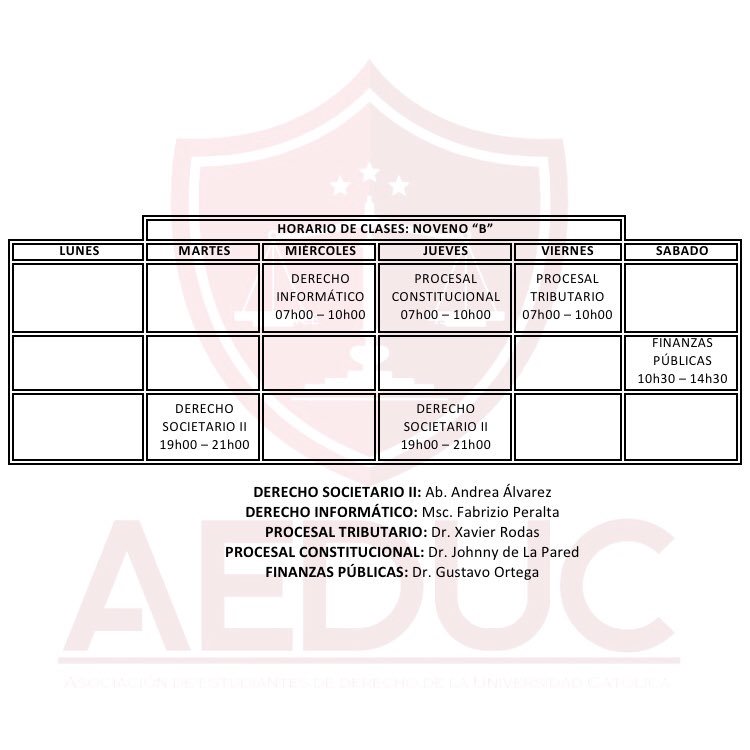 aeduc2018's tweet photo. Compartimos con ustedes los horarios de clases del Semestre A-2018 correspondientes a NOVENO CICLO. #AeducInforma https://t.co/tLTdhxmSwB