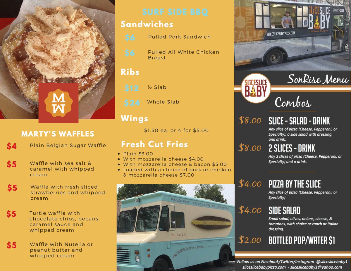 SonRiseC's tweet photo. What sounds the best to you? We're looking forward to enjoying #SRFoodTruckSunday with you this Sunday at #SonRiseChurchCincinnati! https://t.co/8yuS8Lj7K9