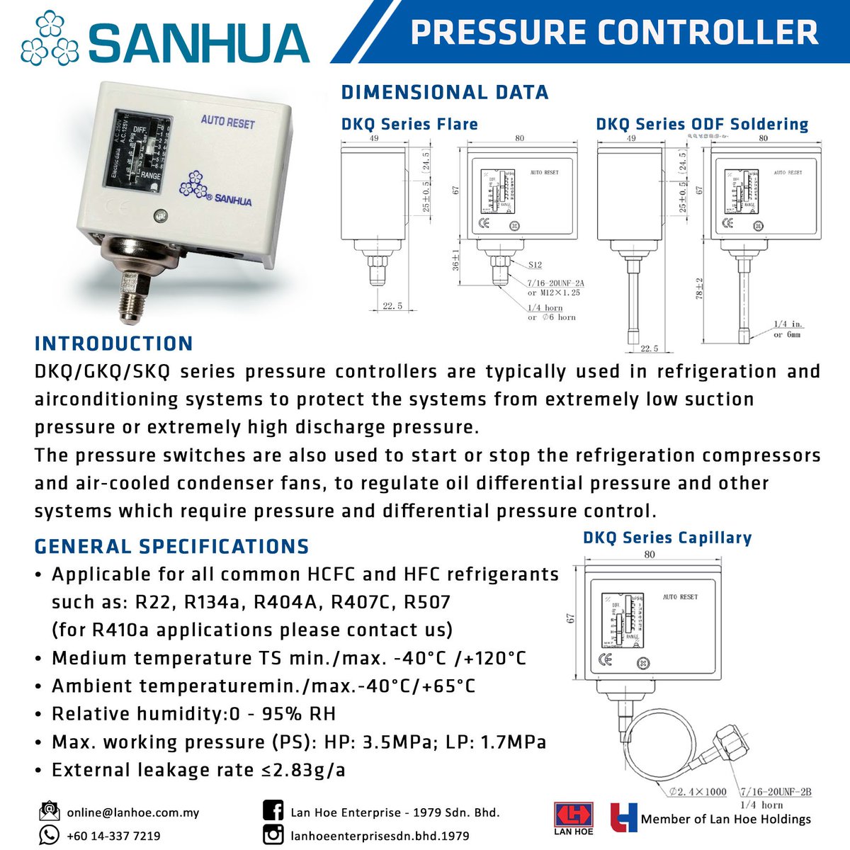 LanHoeEnt1979's tweet image. Sanhua Pressure Controller / DKQ, GKQ, SKQ Series
Exclusively Distributed by Lan Hoe Enterprise (1979) Sdn. Bhd.

Visit Our Store / Buy Online Now!
lanhoe.com.my/index.php

#hvactech #pressure #pressurecontroller #refrigeration
