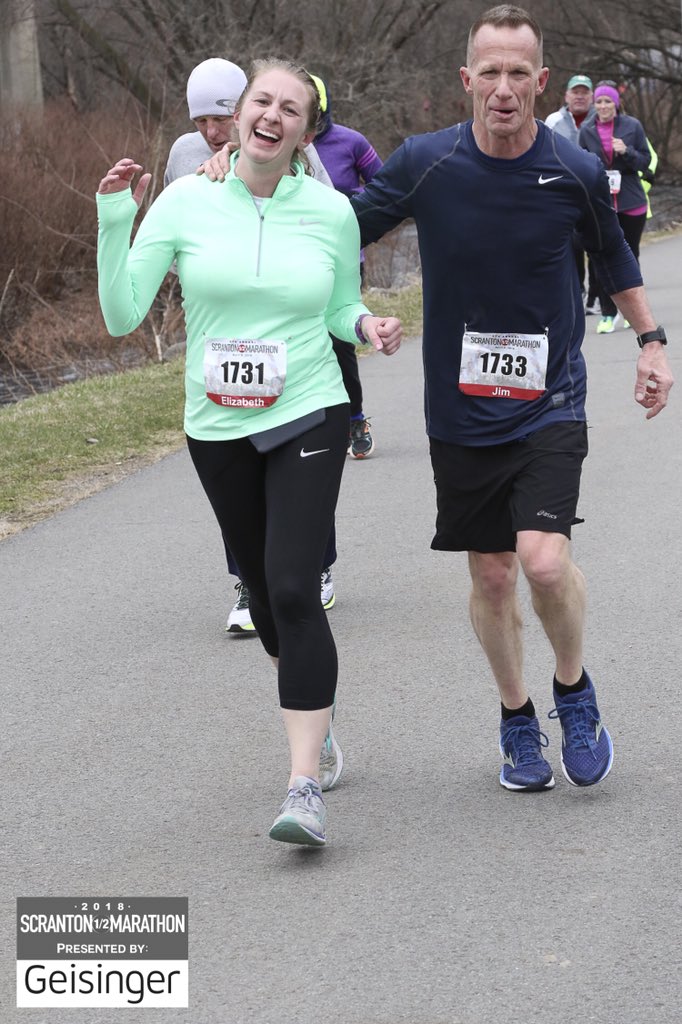 lizonya5's tweet photo. Mile 12 - right around the time I spotted snow flurries. That must be what I’m laughing at! #ScrantonHalf #FatherDaughterRun https://t.co/EjP2AoNWjB