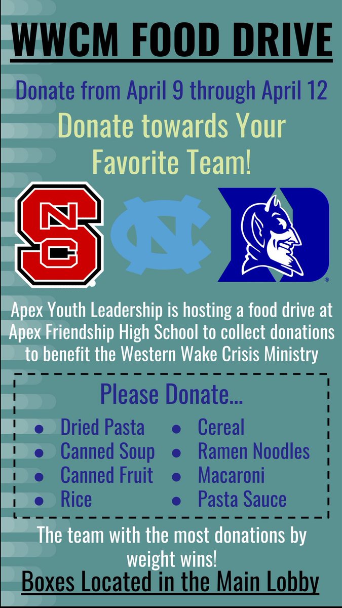 deca_afhs's tweet photo. A couple DECA members are a part of this Apex Youth Leadership project!!! ‼️DONATE THIS WEEK‼️ #Whichteamwillwin?? 👀🤔 @AFHSannounce @apexfriendship https://t.co/VbliJ0BlcY