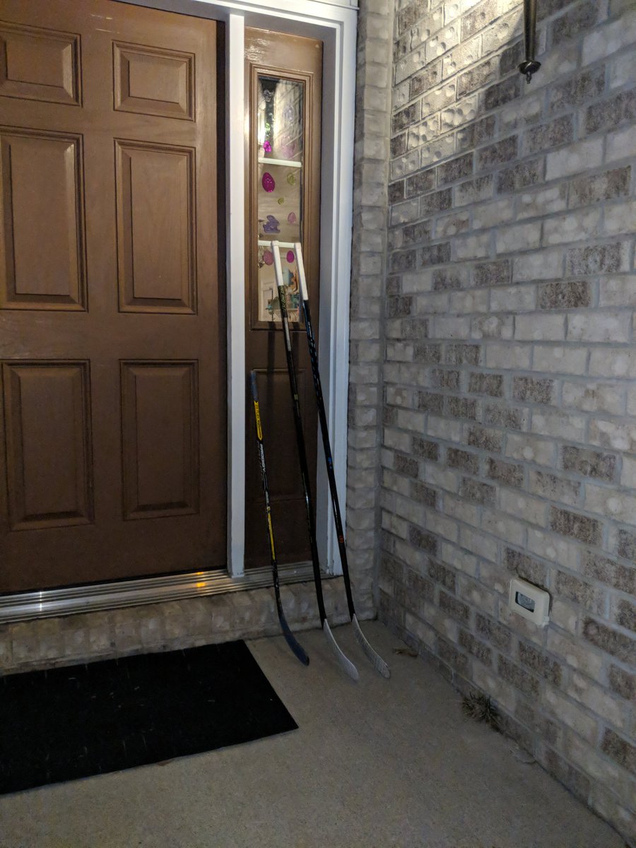 Leaving our sticks out for the boys ... Score some goals wherever you are!  #HumboldtBroncos #HumboldtStrong #PutYourStickOut #sticksoutforhumboldt