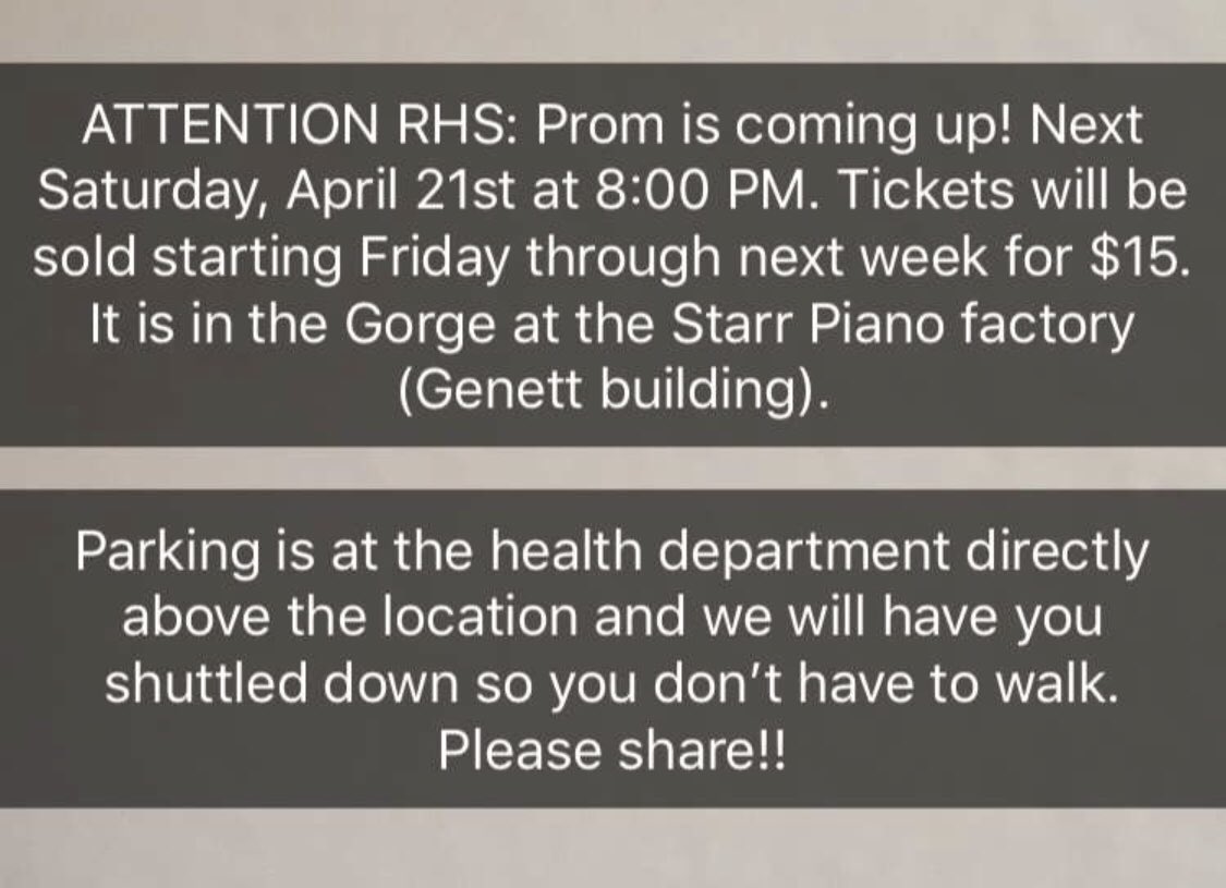 RHS2018Prom's tweet photo. SPREAD THE WORD https://t.co/rlZBT7rGXr