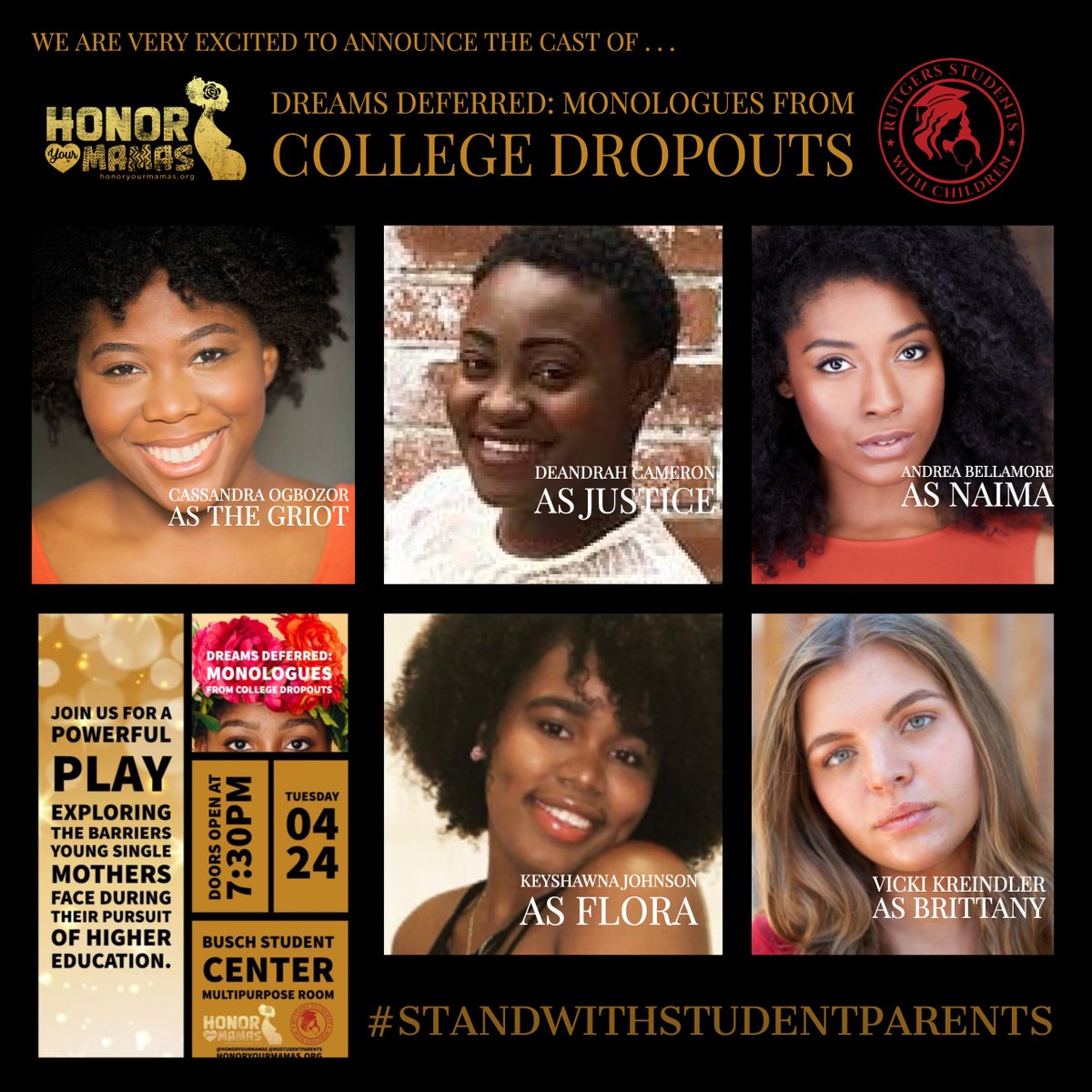 honoryourmamas's tweet photo. Honor Your Mamas and RSWC present a play detailing what its like to be a young single mother in America. Through prose and poetry, we invite you to follow the powerful and raw critiques of barriers that greet us at every turn. #standwithstudentparents #studentparents #woc #equity https://t.co/PKlkVqz0f1