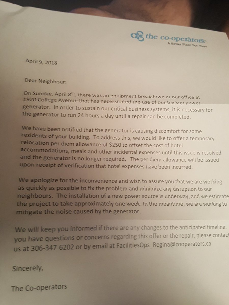 #The_Cooperators  Gee  thanks for offers of paying bills maybe you can borrow all of us the funds till your cheque comes in.  Like we trust a  insurance company to pay out. Most you neighbours can not pay to leave have to suffer but you didnt know that right.