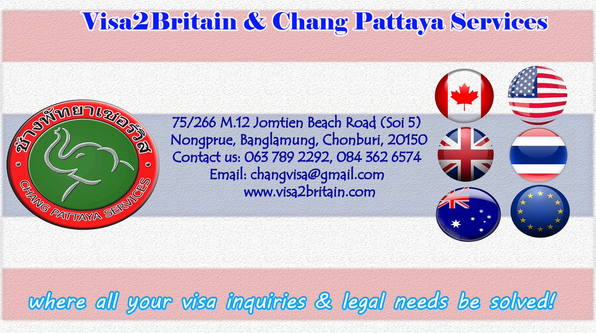 visaservicespty's tweet photo. Services Offered:
.
Retirement Visa
Marriage Visa
Family Visa
ED Visa
Elite Visa
Set-up Company
Work Permit
Business Visa
Flight Tickets
Travel Insurance
Translations
Lawyers, Legal Advice &amp; MORE!

75/266 m.12 Jomtien Soi 5, Nongprue, Banglamung, Chonburi Hotline: 063-789-2292 https://t.co/tyoqPPkm9V