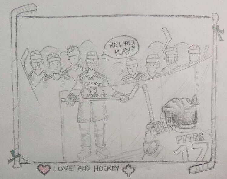 A beautiful tribute by artist Silvia Pecota, remembering the lives of the Humboldt Broncos and Jonathan Pitre.