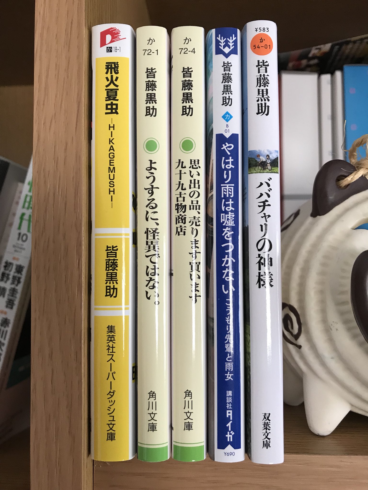 皆藤黒助 Twitterissa あなたの本棚のひよおやば 飛火夏虫 ようするに 怪異ではない 思い出の品 売ります買います やはり雨は嘘をつかない ババチャリの神様