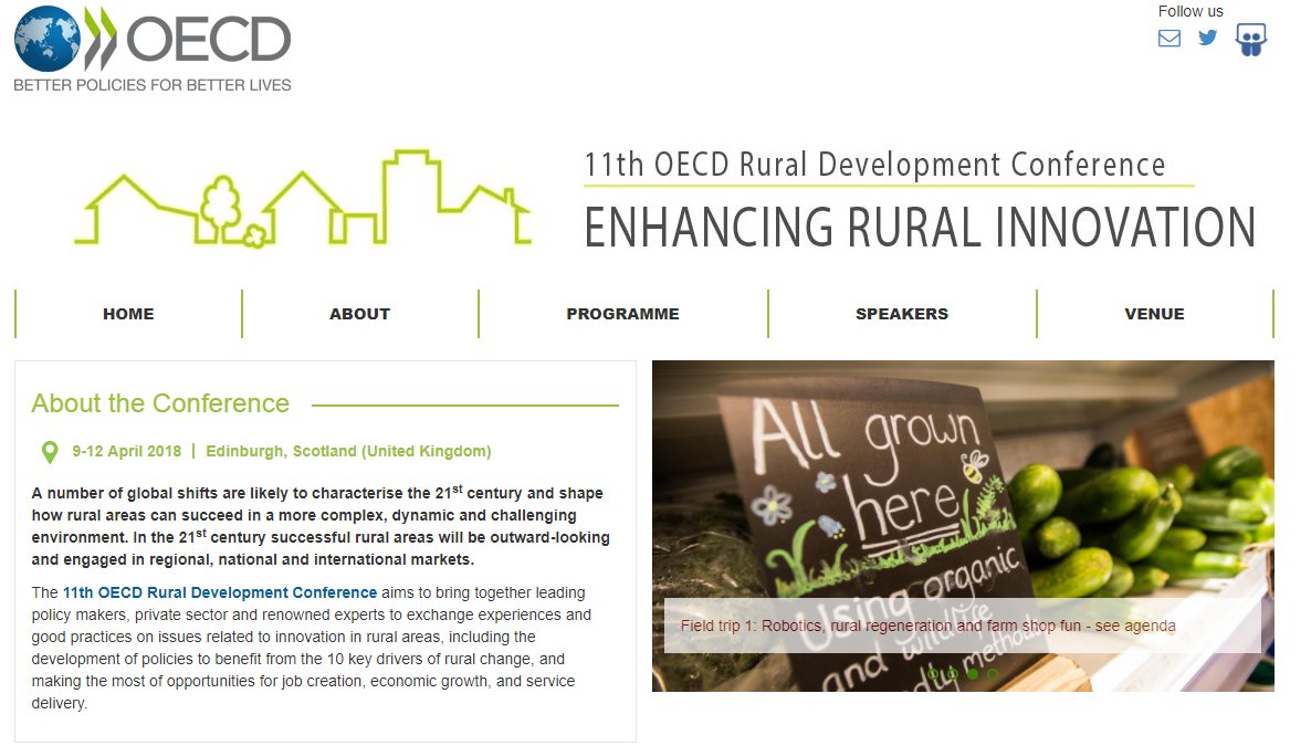 .<a href="/BjornssonS/">Sofia Björnsson</a> our Rural Development WP Chair is taking part in <a href="/OECD_local/">OECD SMEs, Regions, Cities & Tourism</a>  11th Rural Development Conference, bringing our contributions to the session on Rural response to global climate objective 👩‍🌾🌱🌍 Follow via #OECDrural 📲
oecd.org/rural/rural-de…