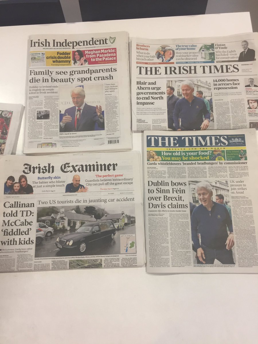 CarrCommsLtd's tweet photo. It's Tuesday and on the 20th anniversary of the #GoodFridayAgreement The #heaflines feature Northern Ireland and Brexit https://t.co/3H0HTXQMIv