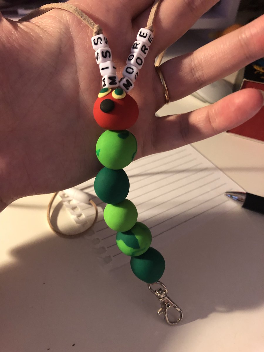 RebeccaEnhui's tweet photo. Very hungry caterpillar lanyard for teaching 😍 (by Make Bold Creations) #teacherlife #ACUedu_p https://t.co/6VmXoqb73v