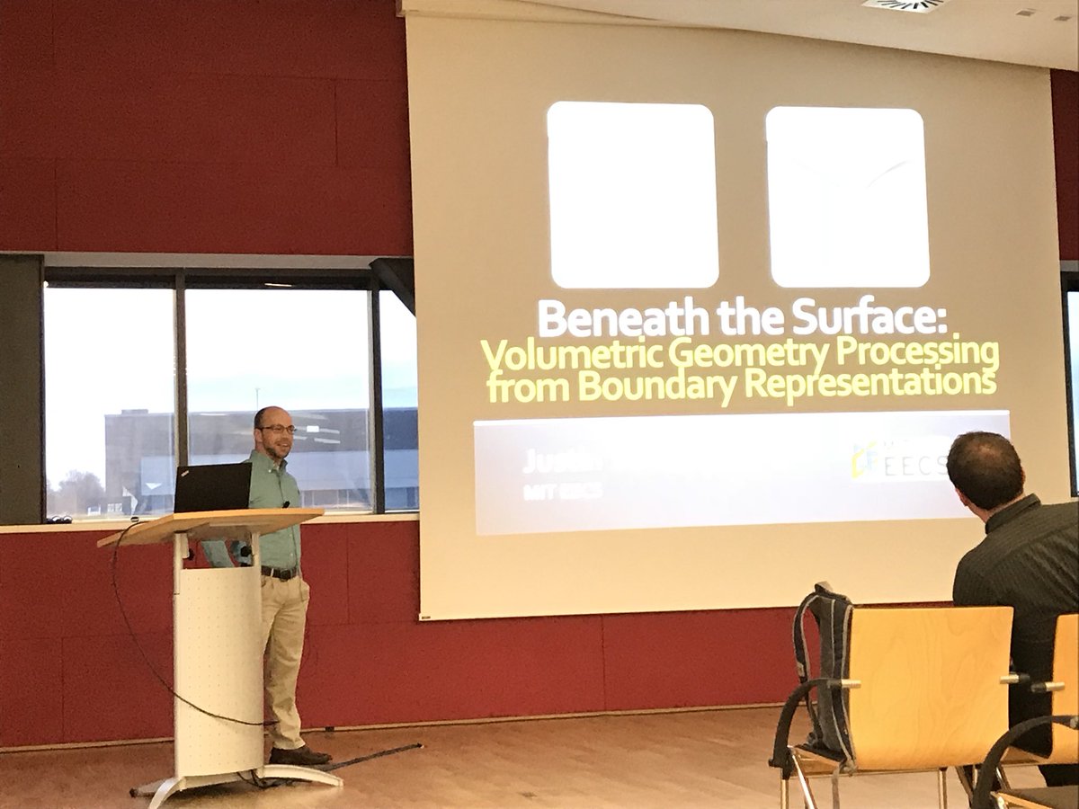 gmp2018's tweet image. The 2nd day of #GMP2018 starts with a bang! @JustinMSolomon is showing his genius in his keynote about „Volumetric Geometry Processing from Boundary Representations“