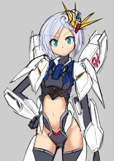 F91娘の下書き。毎度ながら髪型で悩んでます。 
