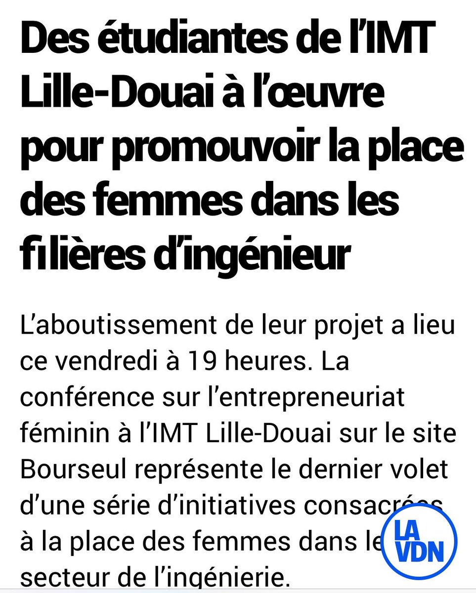 Scx_Flo's tweet photo. Très belle initiative de 6 étudiantes qui ont lancé le mouvement #JeSuisIngenieurE

Objectif : encore plus de femmes dans les écoles d’ingénieurs puis en poste

https://t.co/PHwj9VGhCD

@IMTLilleDouai @IngenieurE_IMT @lavoixdunord https://t.co/il8fGvuVzG