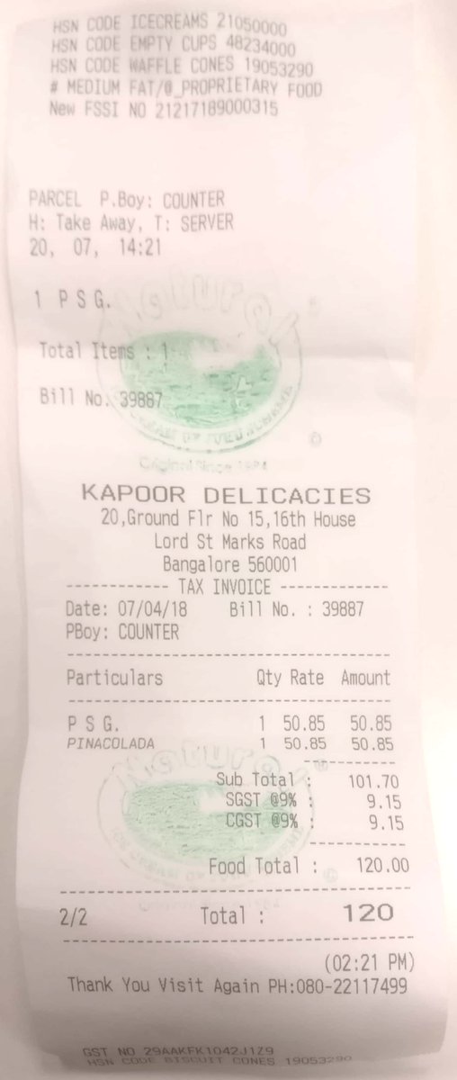 simransays_hi's tweet photo. @askGST_GoI Do ice cream parlors like Natural qualify as a restaurant? They charge GST @ 18%. https://t.co/27MpwHh7le